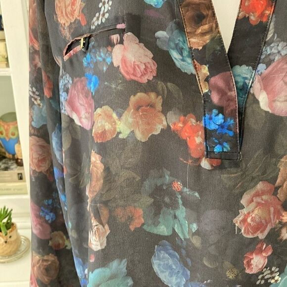 Black Sheer Floral Blouse | L | Mossimo - Picture 2 of 5